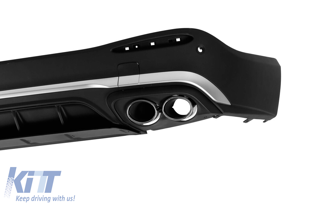 Difuzor tip GLC43 cu capace cromate pentru bara spate A Design potrivit pentru Mercedes GLC SUV X254 după 2023 -oo--oo-, cu garnitură cromată Performance AutoTuning