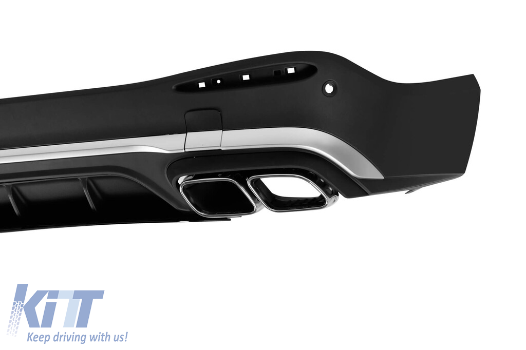 Difuzor tip GLC63 cu capete cromate pentru bara spate A Design potrivit pentru Mercedes GLC SUV X254 după 2023 -oo--oo-, cu garnitură cromată Performance AutoTuning