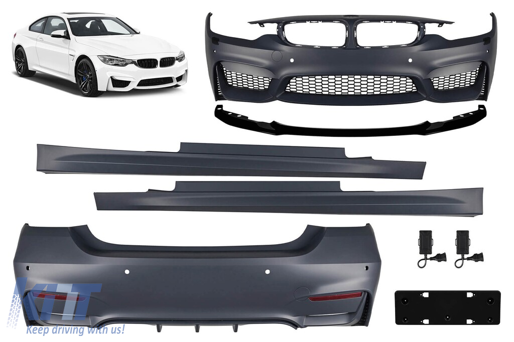 Pachet de tuning potrivit pentru BMW Seria 4 F32, F33 2013-2020 cu spoiler pentru bara din față CS mat negru Performance AutoTuning