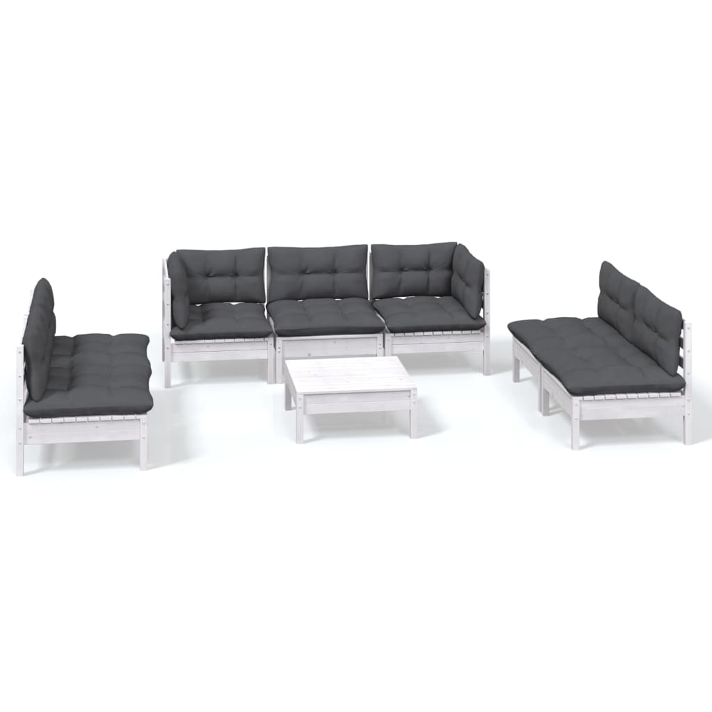 Set mobilier grădină cu perne, 8 piese, lemn masiv pin GartenMobel Dekor