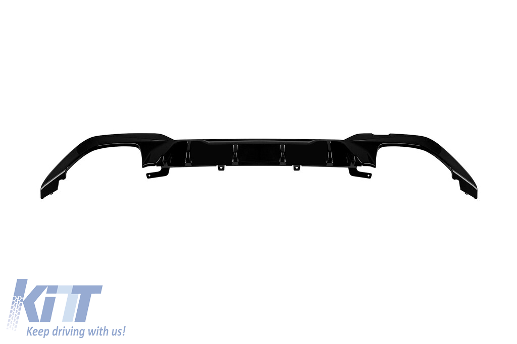 Difuzor tip M Competition cu capace cromate potrivit pentru bara spate M Technik pe BMW Seria 3 G20 sedan, G21 break 340i după 2019 -oo--oo-, lac negru Performance AutoTuning