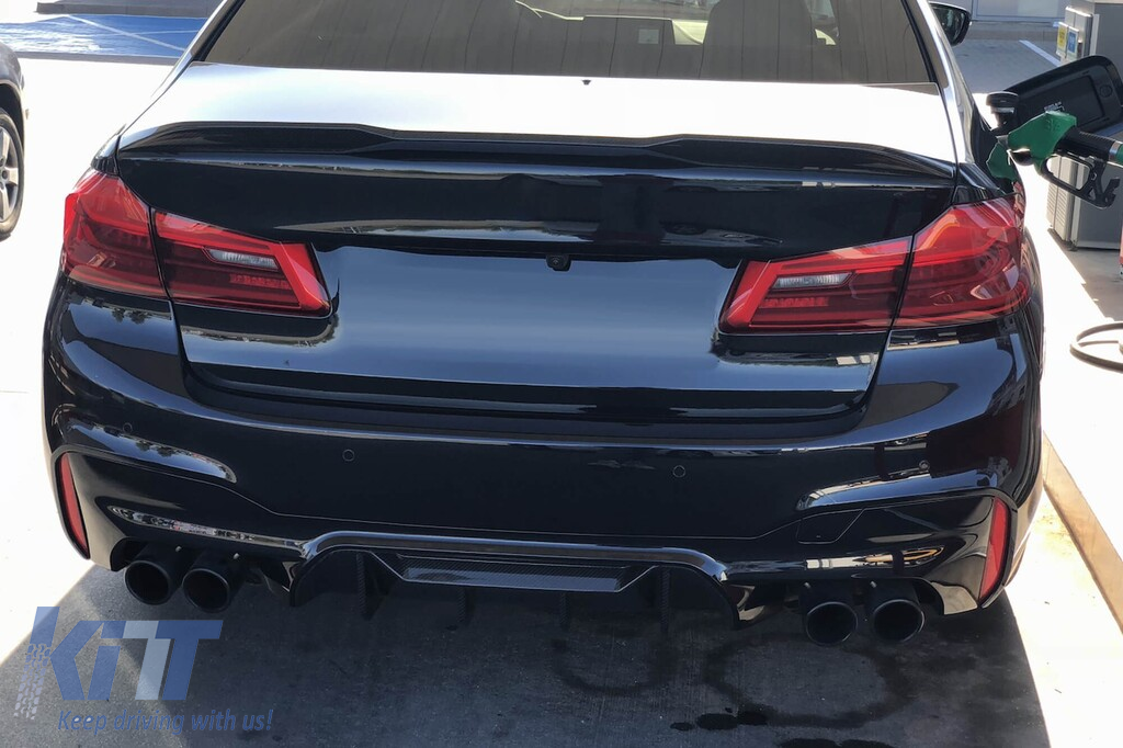 Difuzor tip M5 Competition potrivit pentru versiunile 530, 540 cu bara de protecție M Technik spate pe BMW Seria 5 G30 sedan, G31 break 2017-2020 -oo--oo-, lac negru Performance AutoTuning
