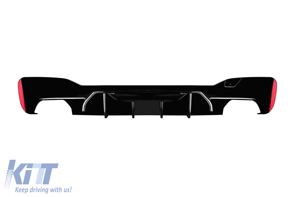 Difuzor tip M5 Competition potrivit pentru versiunile 530, 540 cu bara de protecție M Technik spate pe BMW Seria 5 G30 sedan, G31 break 2017-2020 -oo--oo-, lac negru Performance AutoTuning