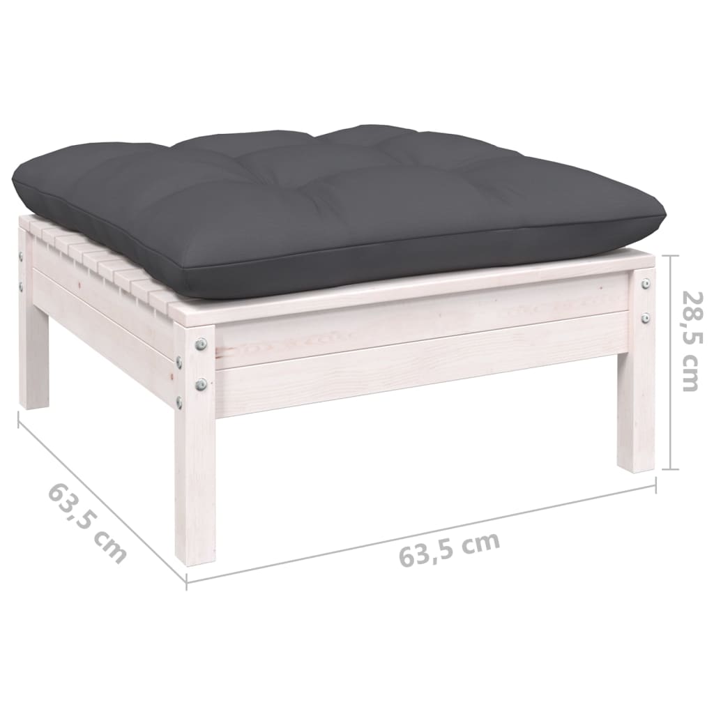 Set mobilier de grădină cu perne, 9 piese, alb, lemn masiv pin GartenMobel Dekor