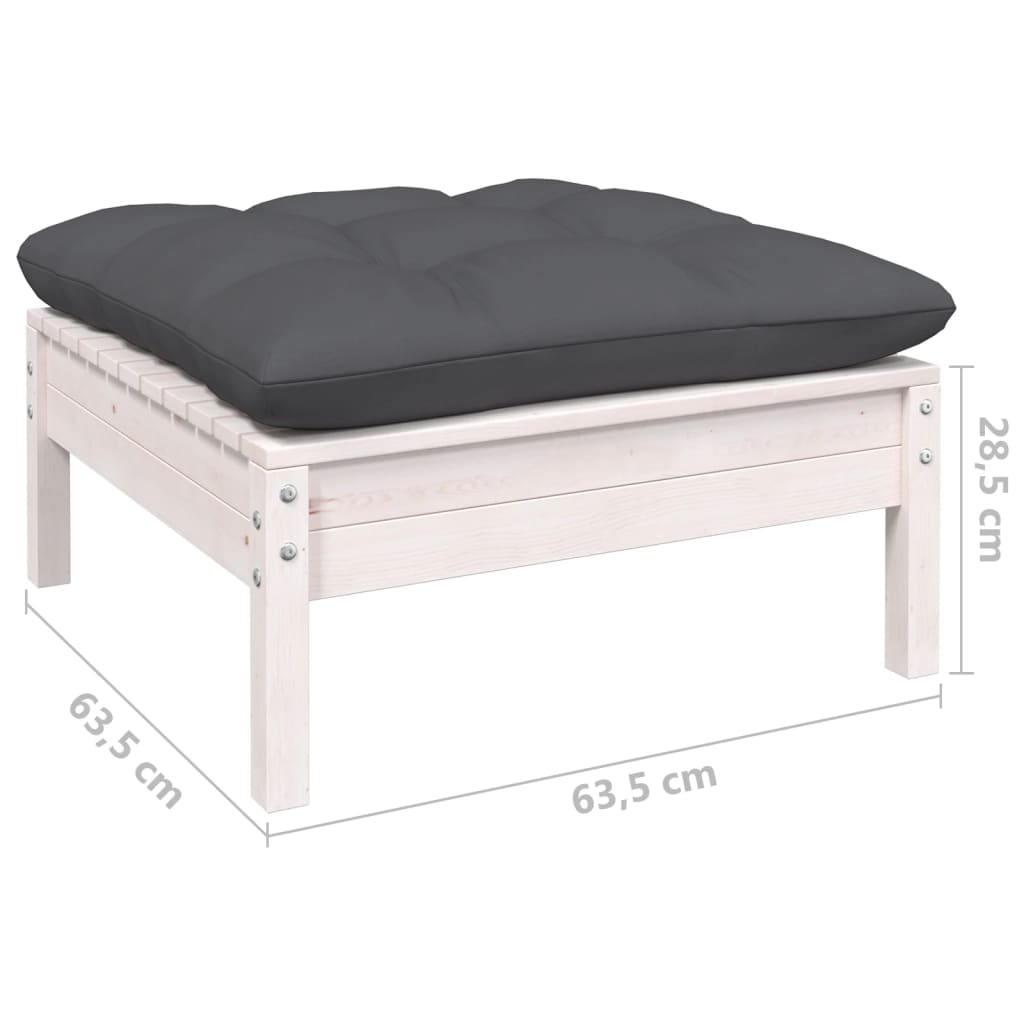 Set mobilier de grădină cu perne, 8 piese, alb, lemn de pin GartenMobel Dekor