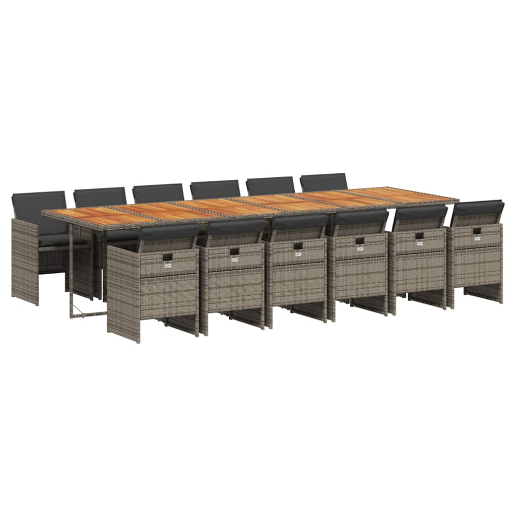 Set mobilier de grădină cu perne, 13 piese, gri, poliratan GartenMobel Dekor