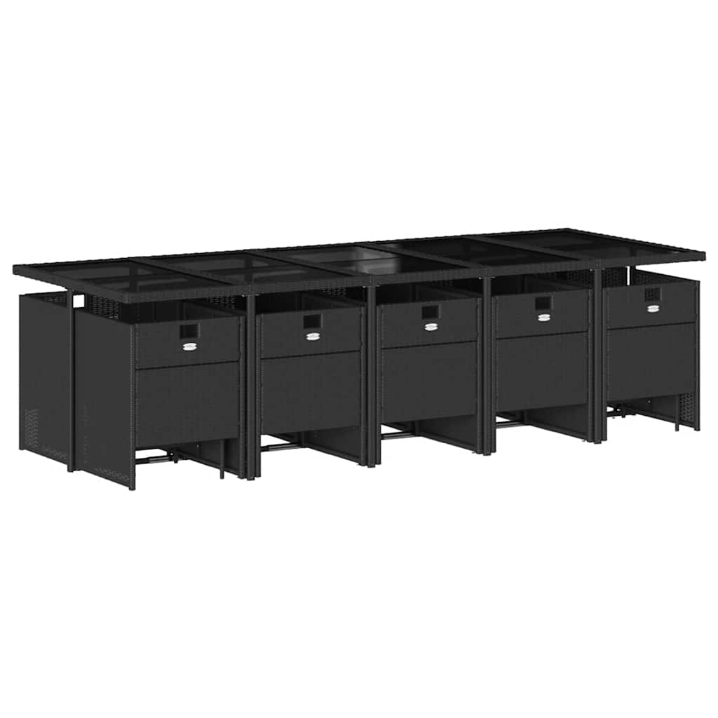 Set mobilier de grădină cu perne, 15 piese, negru, poliratan GartenMobel Dekor