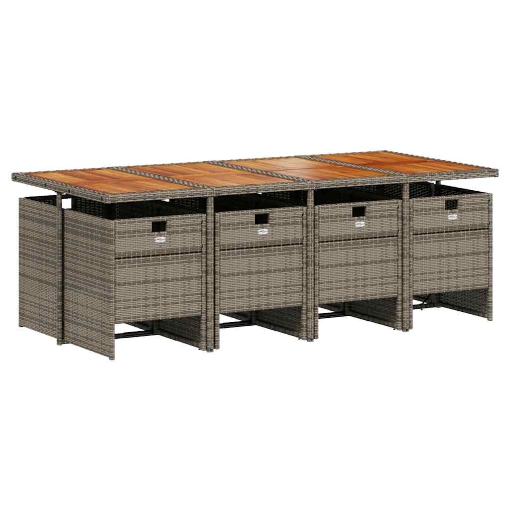 Set mobilier grădină cu perne, 9 piese, gri, poliratan GartenMobel Dekor