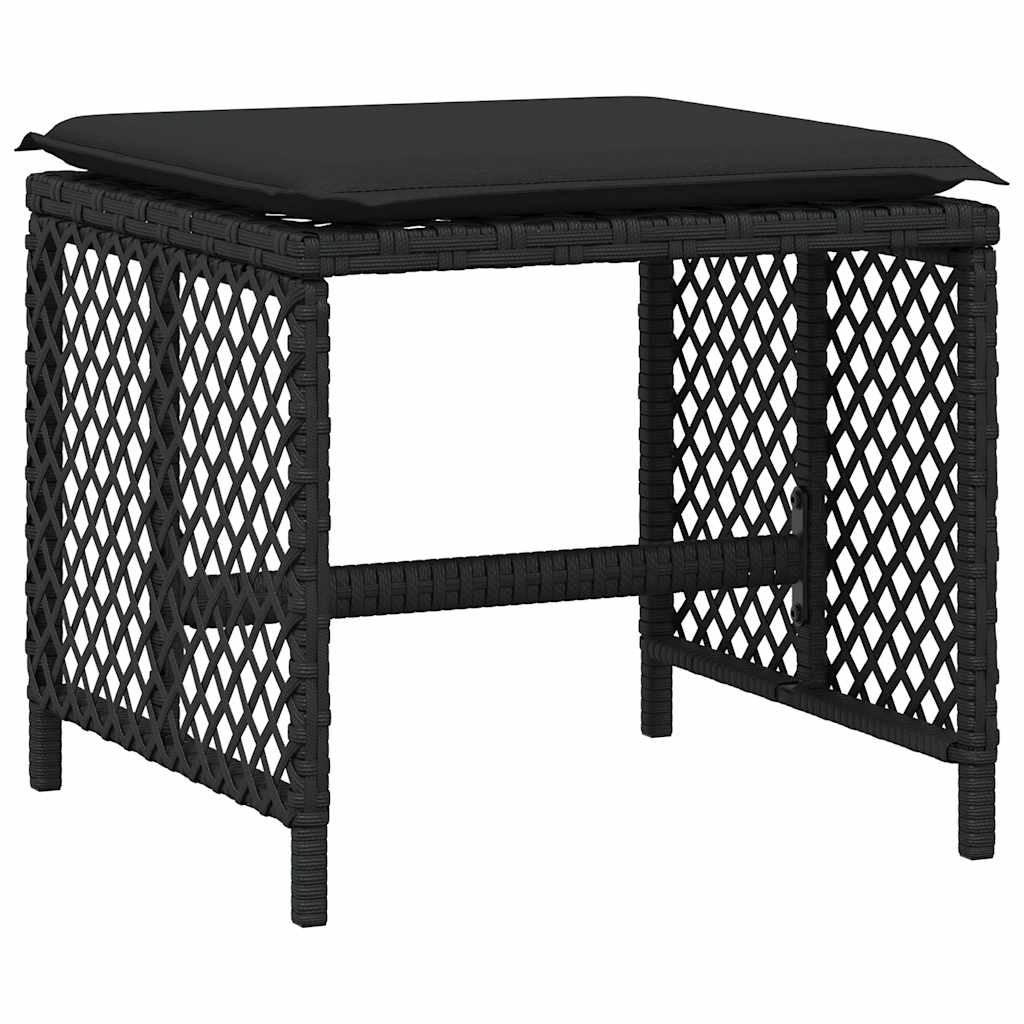 Set mobilier de exterior cu perne, 11 piese, negru, poliratan GartenMobel Dekor