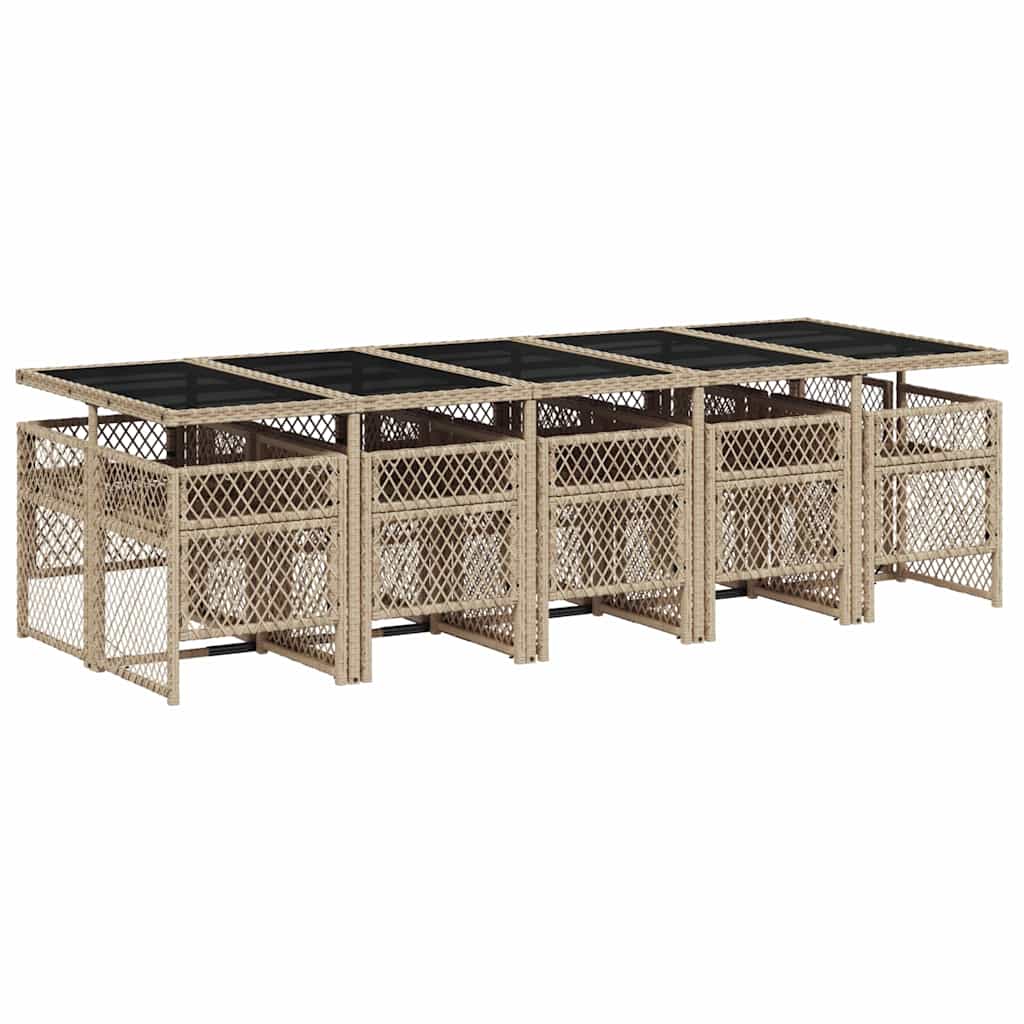 Set mobilier de grădină cu perne, 11 piese, bej, poliratan GartenMobel Dekor