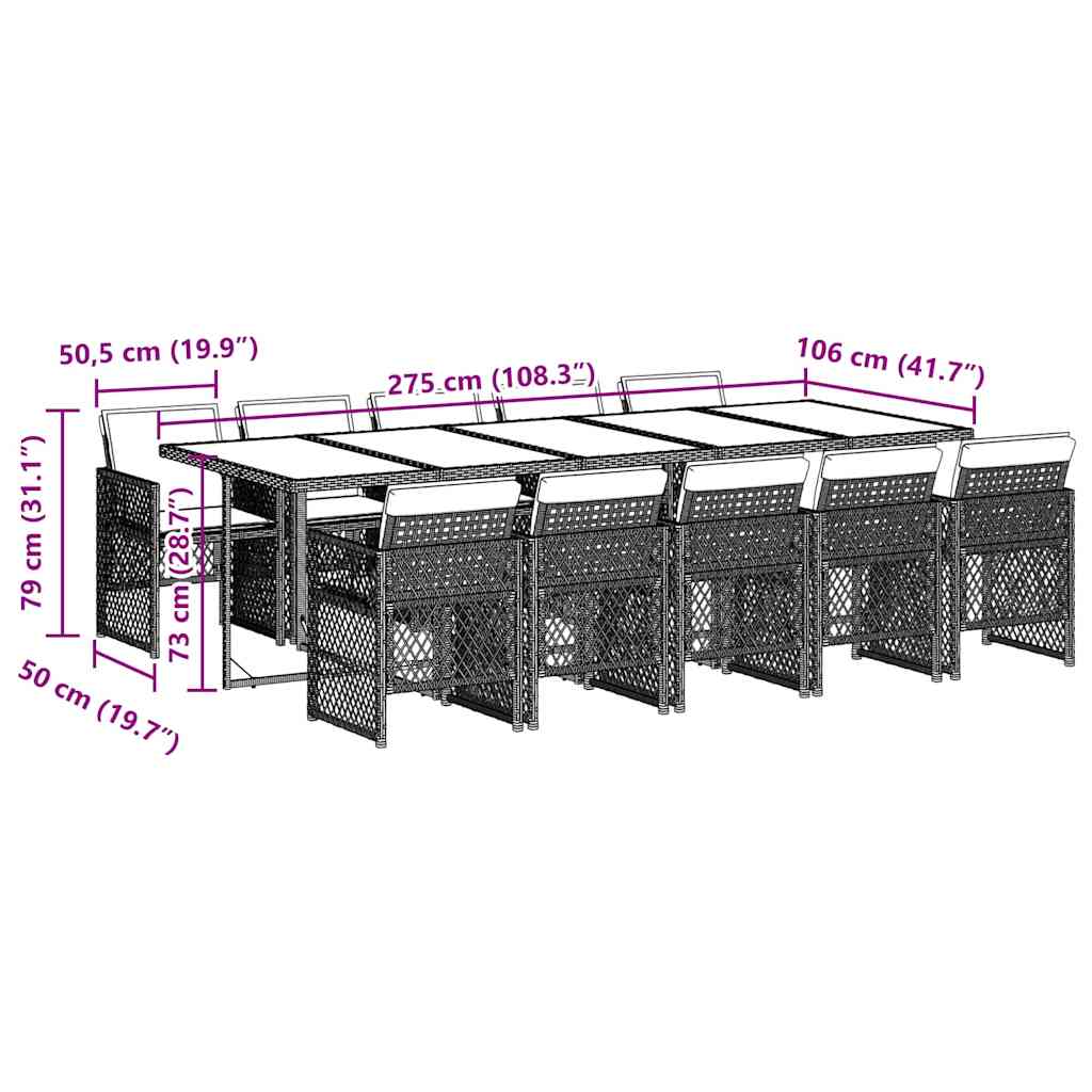 Set mobilier de grădină cu perne, 11 piese, bej, poliratan GartenMobel Dekor