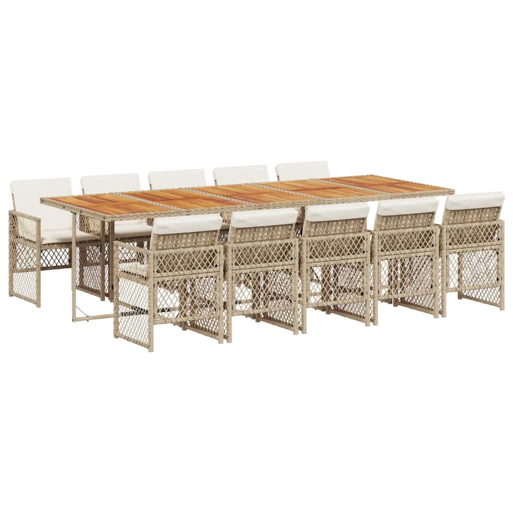 Set mobilier de grădină cu perne, 11 piese, bej, poliratan GartenMobel Dekor