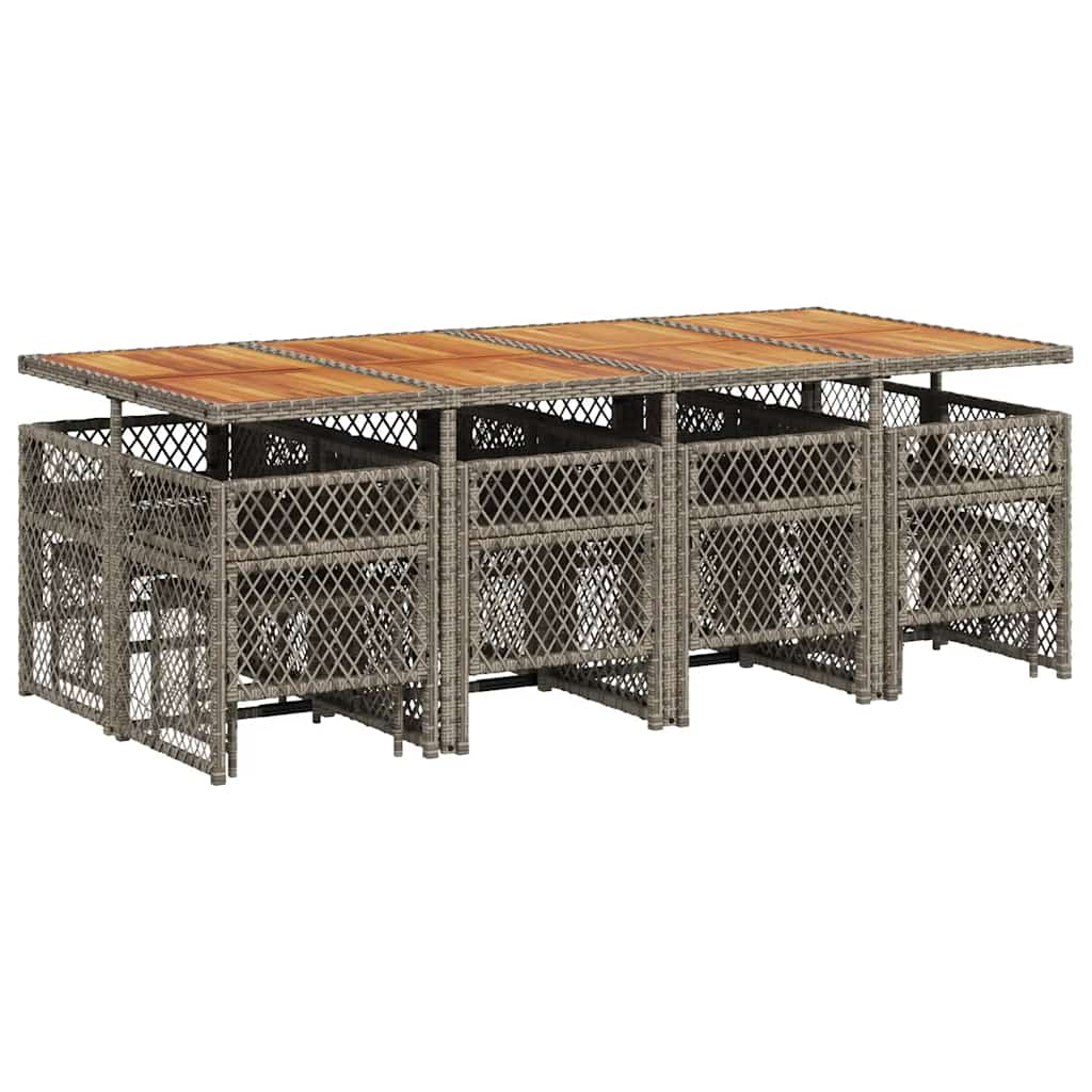 Set mobilier de grădină cu perne, 13 piese, gri, poliratan GartenMobel Dekor