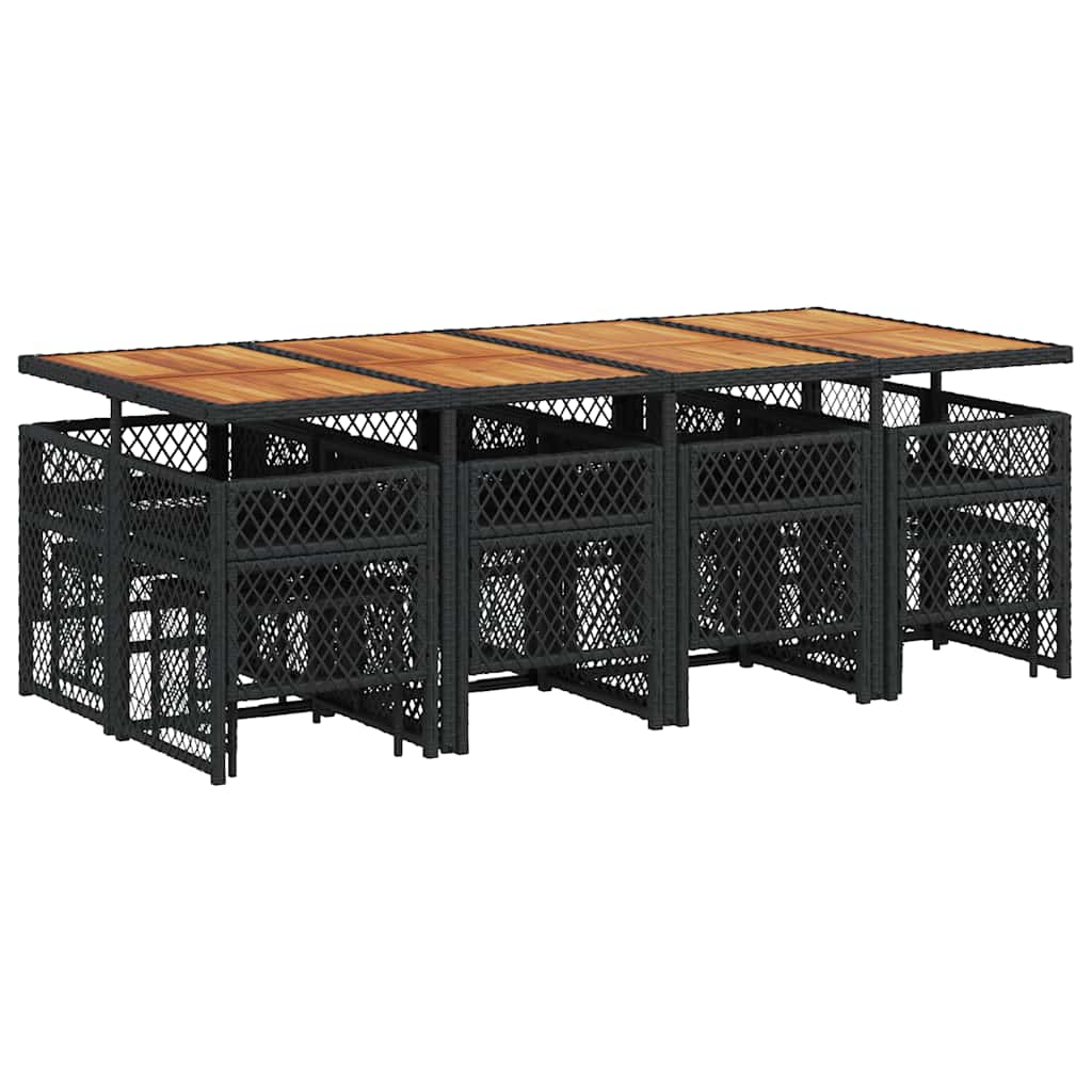 Set mobilier de grădină cu perne, 13 piese, negru, poliratan GartenMobel Dekor