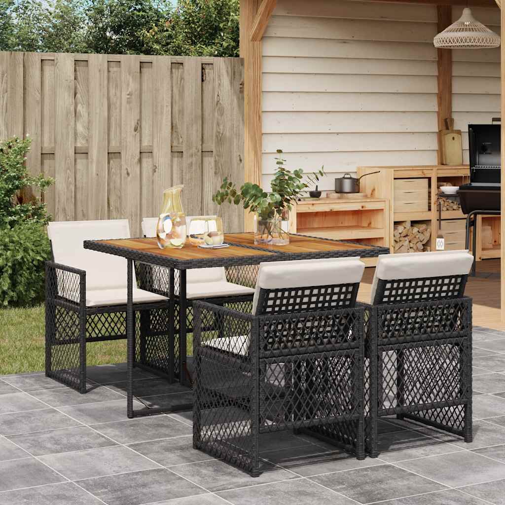 Set mobilier de grădină cu perne, 5 piese, negru, poliratan GartenMobel Dekor