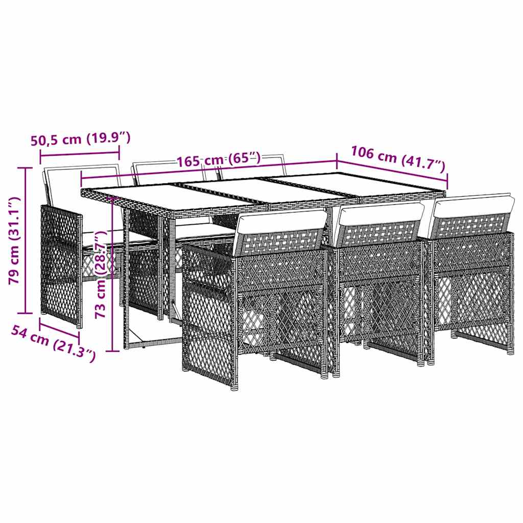 Set mobilier de grădină cu perne, 7 piese, gri, poliratan GartenMobel Dekor