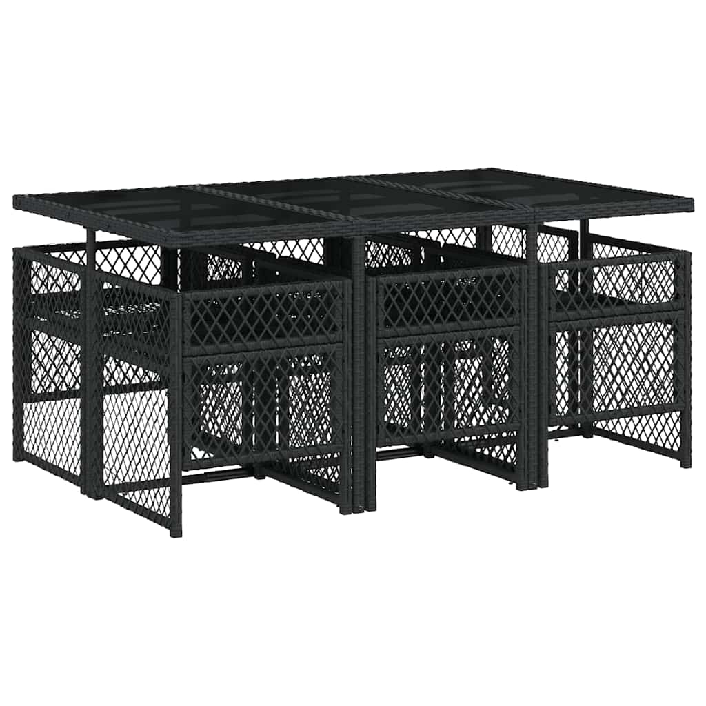 Set mobilier de grădină cu perne, 7 piese, negru, poliratan GartenMobel Dekor