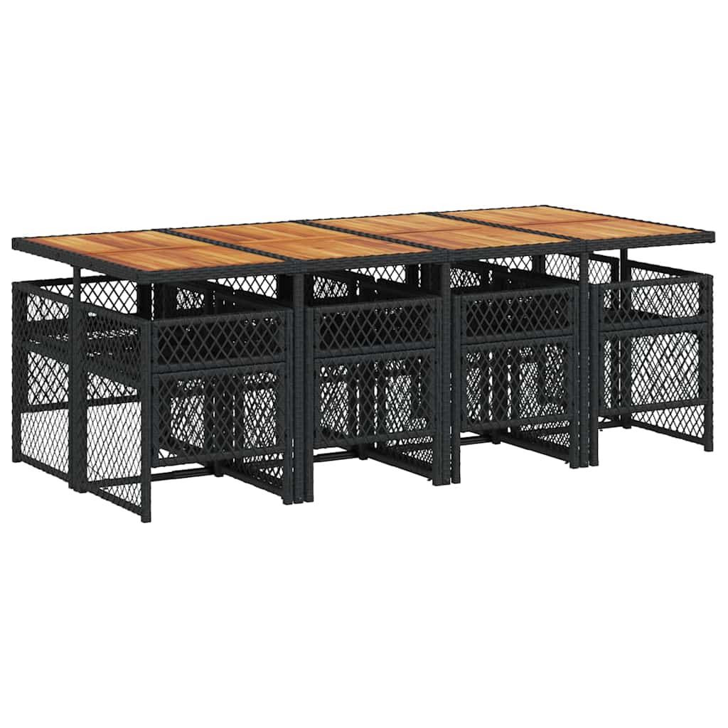 Set mobilier de grădină cu perne, 9 piese, negru, poliratan GartenMobel Dekor