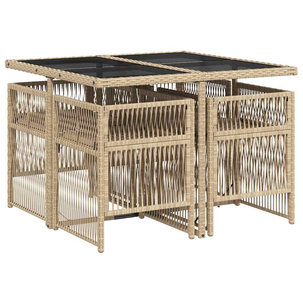 Set mobilier de grădină cu perne, 5 piese, bej, poliratan GartenMobel Dekor