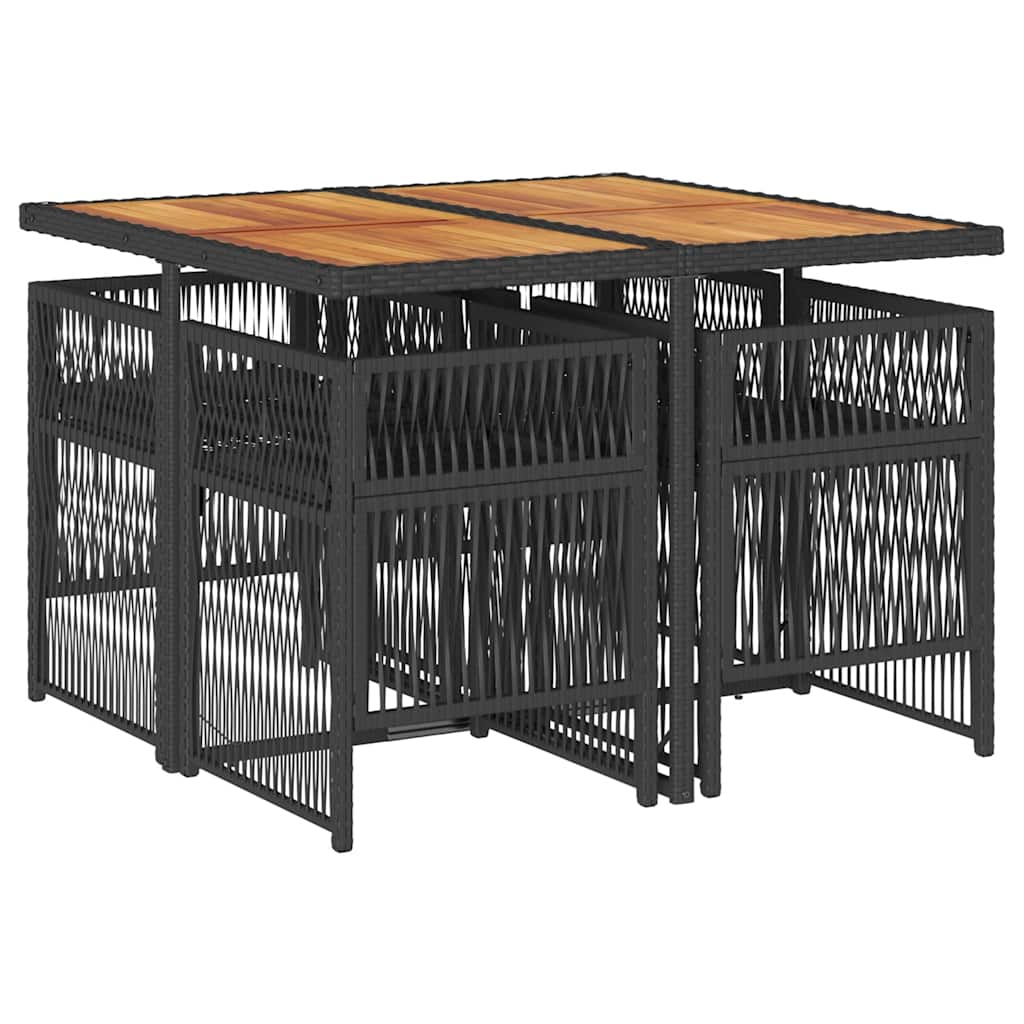 Set mobilier de grădină cu perne, 5 piese, negru, poliratan GartenMobel Dekor