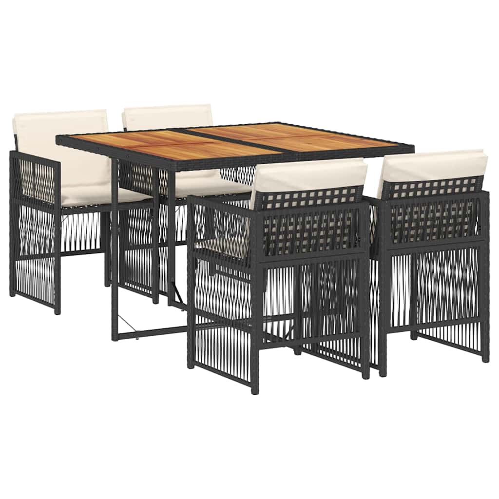 Set mobilier de grădină cu perne, 5 piese, negru, poliratan GartenMobel Dekor