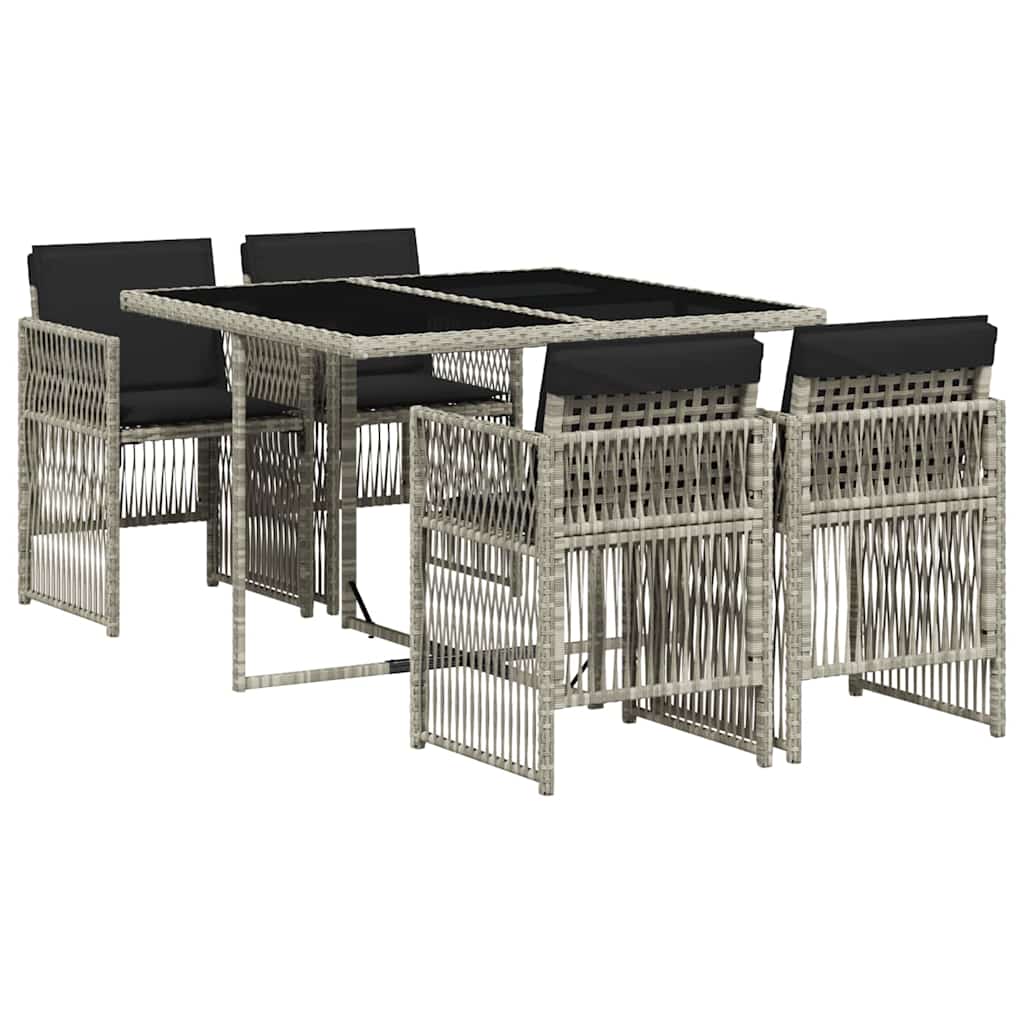 Set mobilier de grădină cu perne, 5 piese gri deschis poliratan GartenMobel Dekor