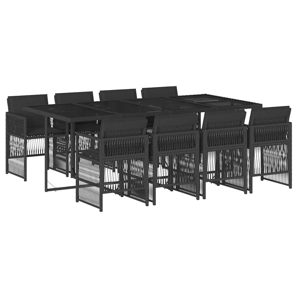 Set mobilier de grădină cu perne, 9 piese, negru, poliratan GartenMobel Dekor