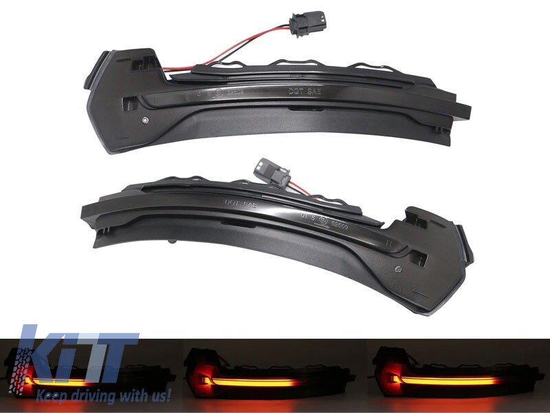 Semnale de întoarcere LED dinamice de tuning potrivite pentru oglinzile laterale ale Audi A3 8V 2013-2018 cu bază fumurie, stânga + dreapta Performance AutoTuning