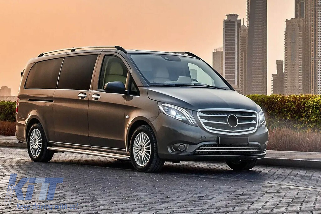 Set de faruri LED de tuning potrivit pentru Mercedes V-Class W447 Vito 2014-2023 cu bază neagră, pentru modelul cu lumini halogen de fabrică fără AFS, stânga și dreapta Performance AutoTuning