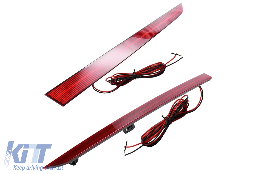 Set de reflectoare LED potrivit pentru bara de protecție M din spate a BMW Seria 3 F30 sedan, F31 touring 2011-2019, cu bază roșie, stânga și dreapta Performance AutoTuning