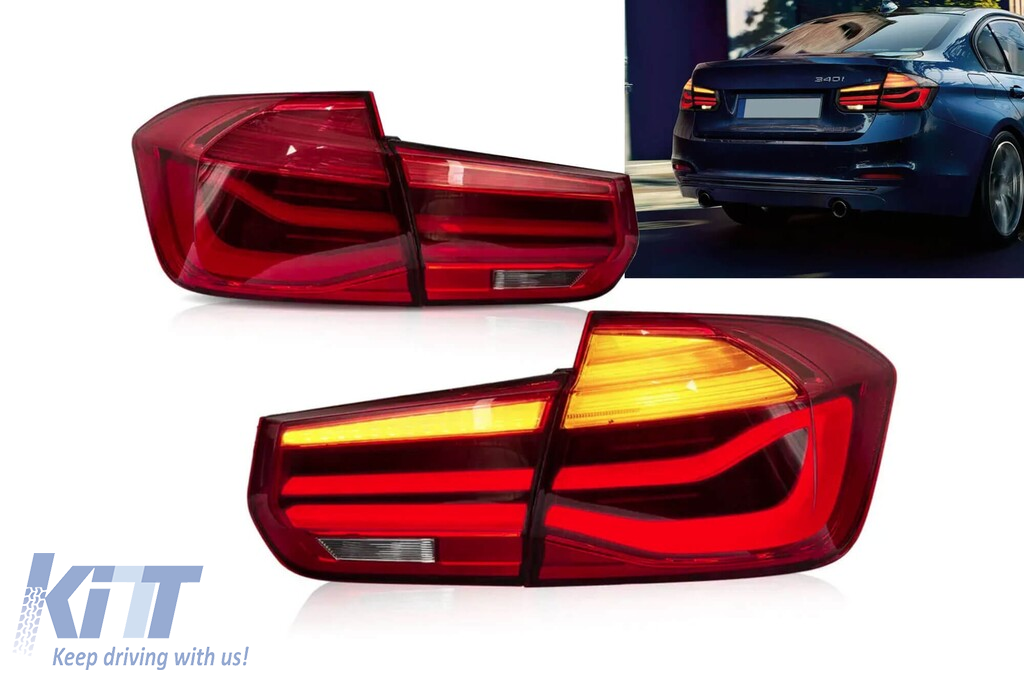 Stopuri Full LED tip M3 potrivite pentru BMW seria 3 F30 2013-2018 cu bază roșie, stânga și dreapta Performance AutoTuning