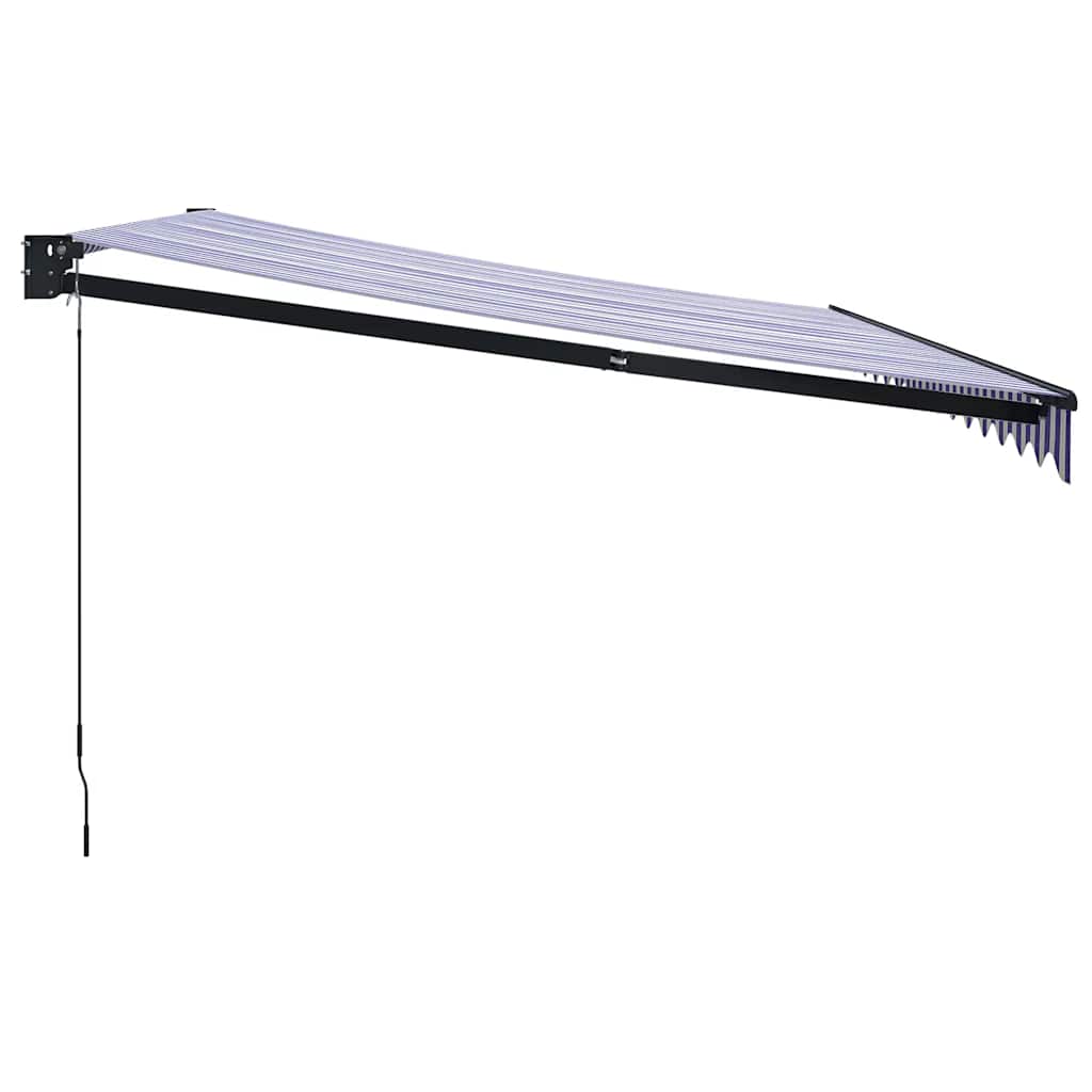 Copertină retractabilă albastru/alb, 4x3 m, textil/aluminiu GartenMobel Dekor