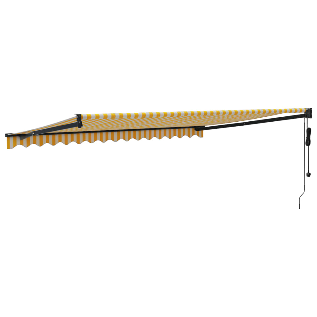 Copertină retractabilă automată, galben și alb, 4,5x3 m GartenMobel Dekor