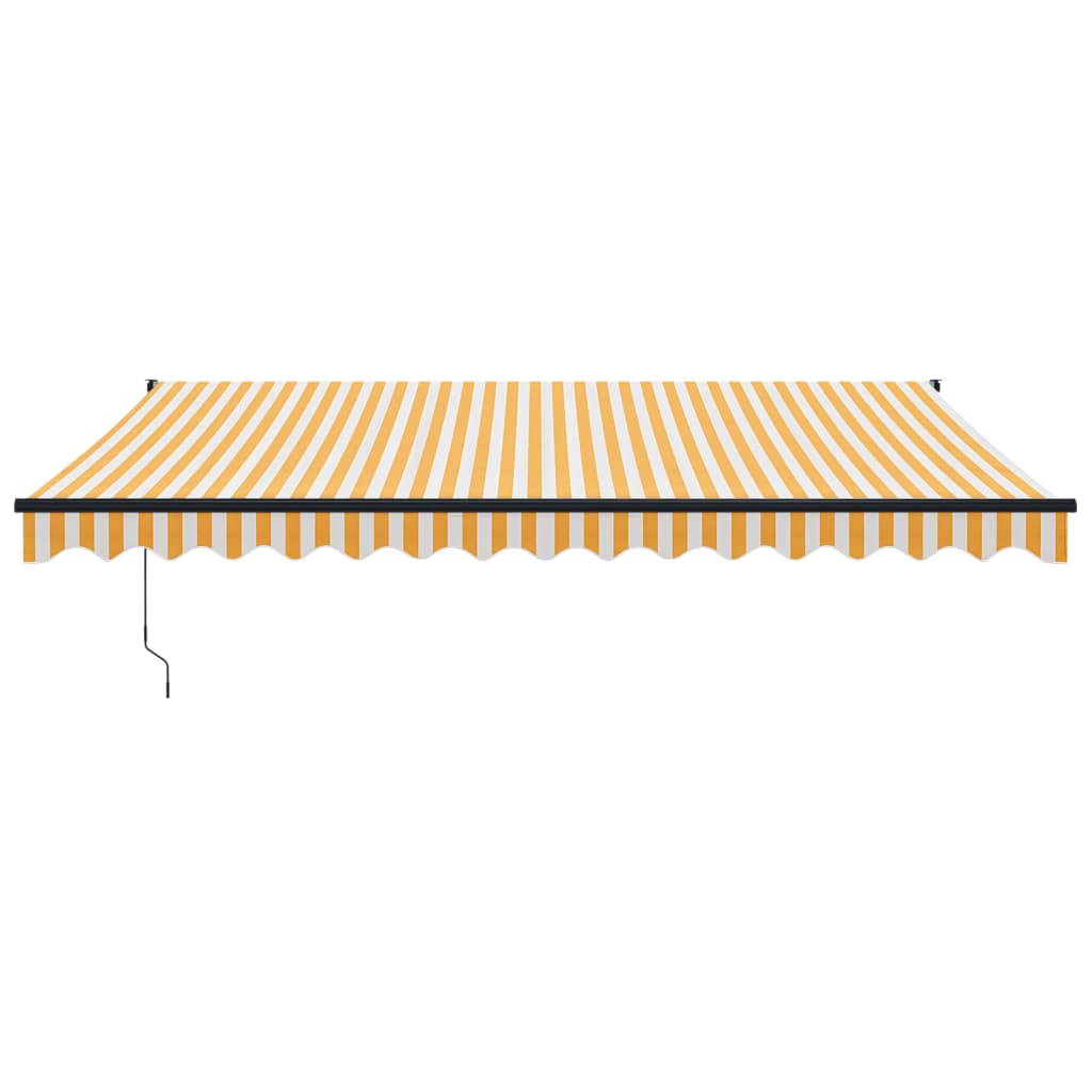 Copertină retractabilă automată, galben și alb, 4,5x3 m GartenMobel Dekor