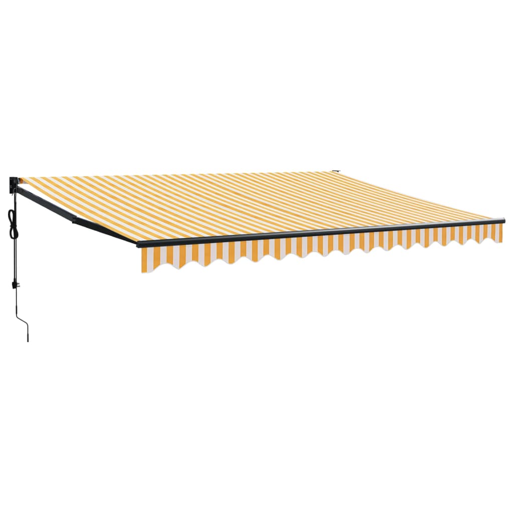 Copertină retractabilă automată, galben și alb, 4,5x3 m GartenMobel Dekor