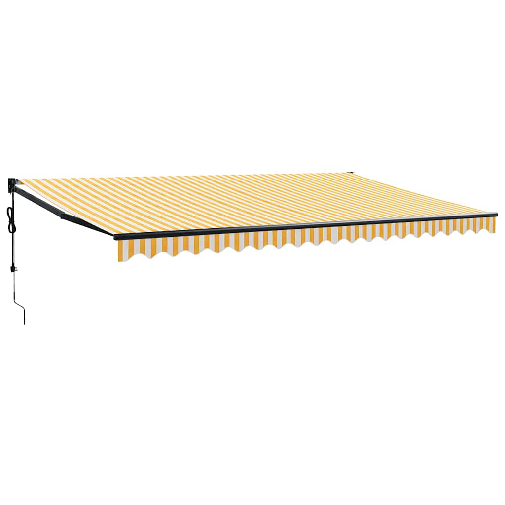 Copertină retractabilă automată, galben și alb, 5x3 m GartenMobel Dekor