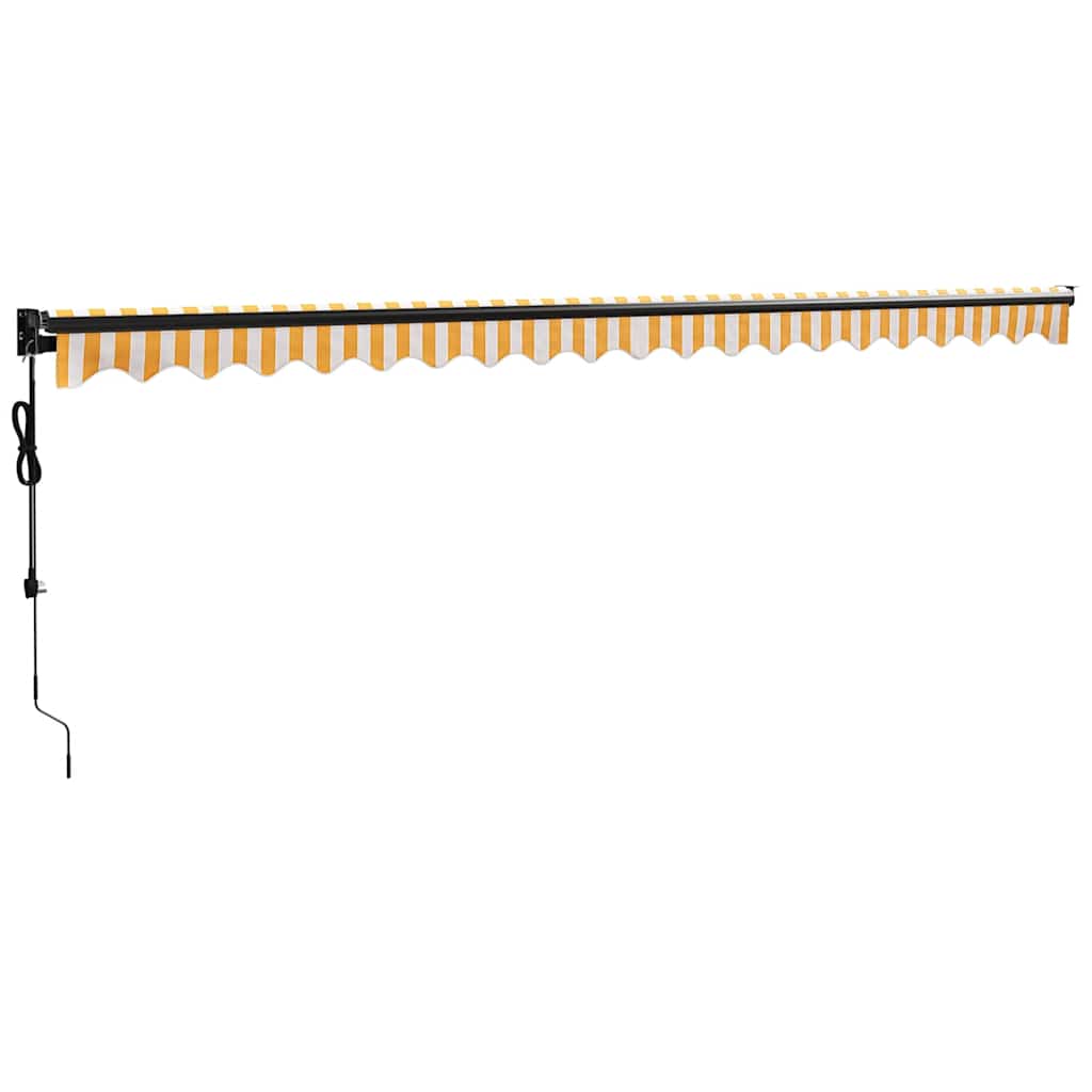 Copertină retractabilă automată, galben și alb, 5x3 m GartenMobel Dekor