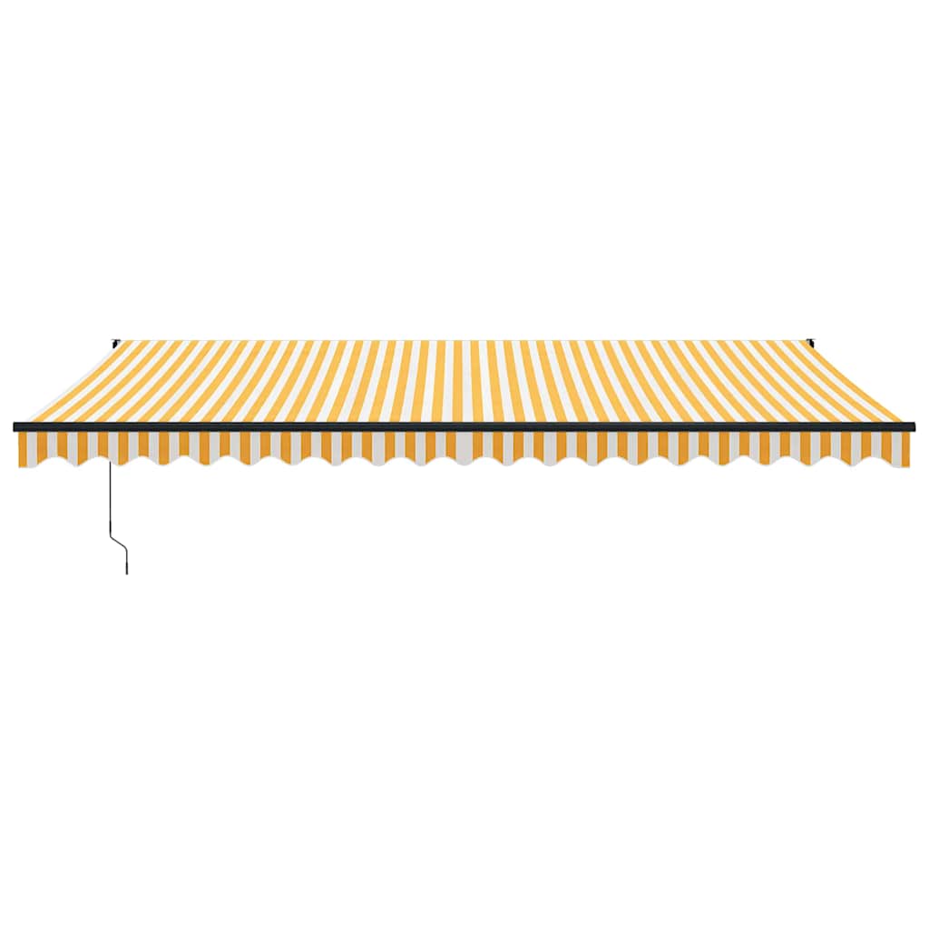 Copertină retractabilă automată, galben și alb, 5x3 m GartenMobel Dekor