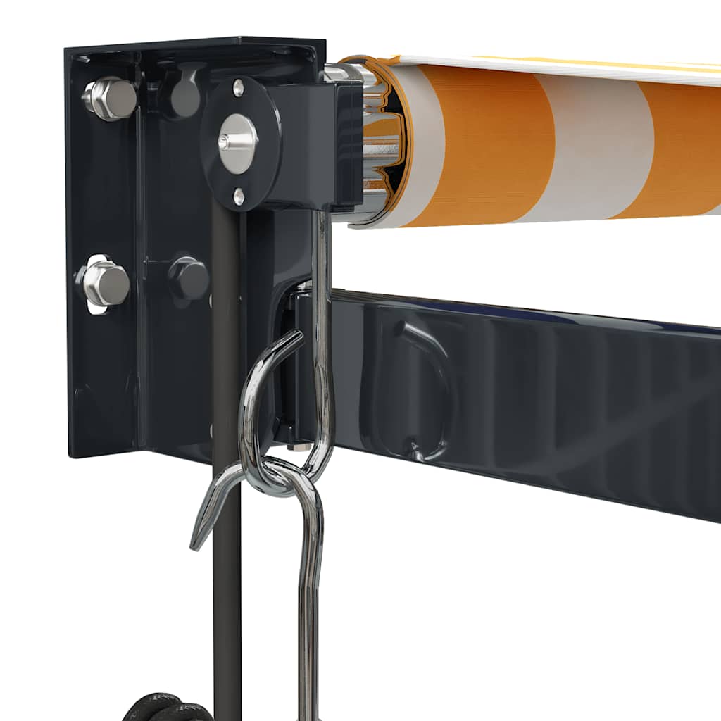 Copertină retractabilă automată, galben și alb, 5x3 m GartenMobel Dekor