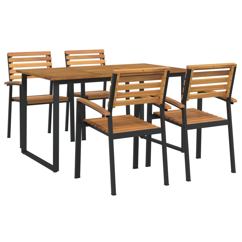 Set mobilier de grădină, 5 piese, lemn masiv de acacia și metal GartenMobel Dekor