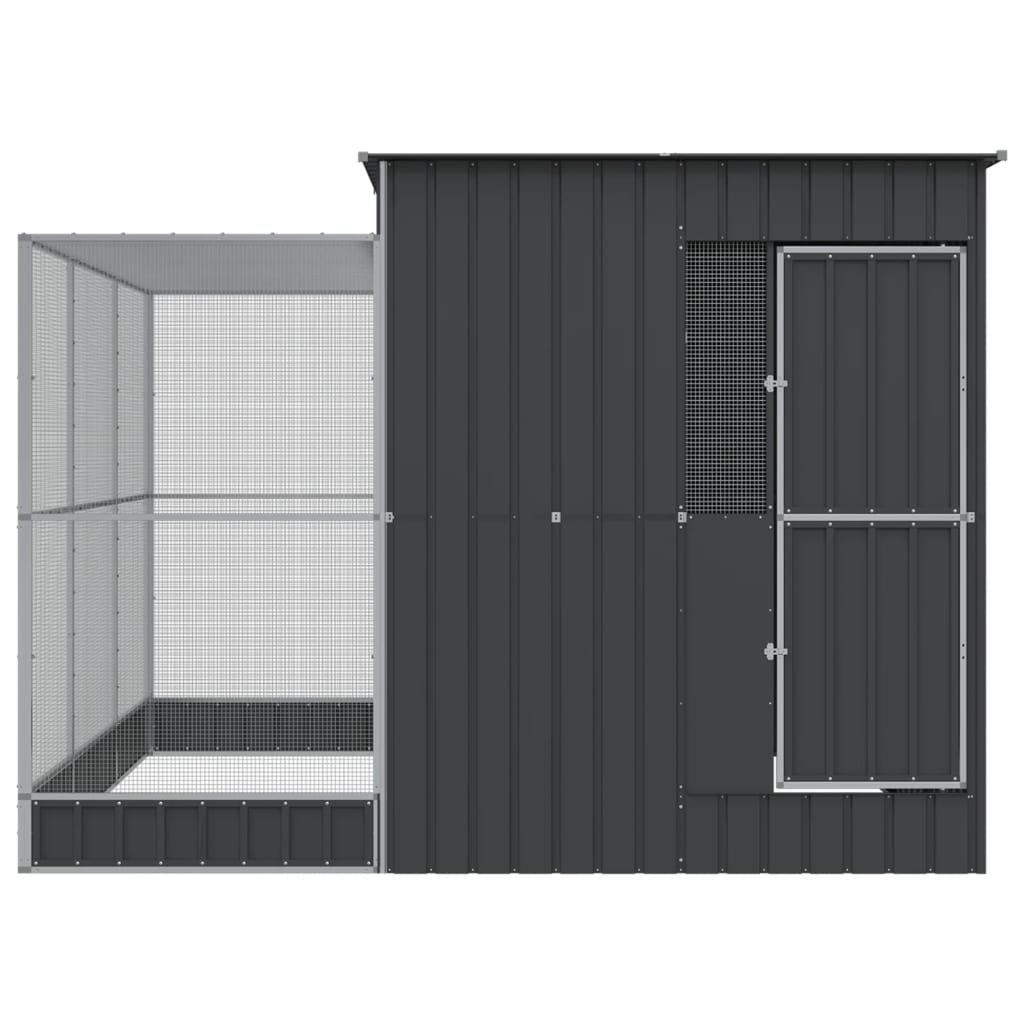 Volieră cu extensie argintie 290x303x216 cm oțel GartenMobel Dekor