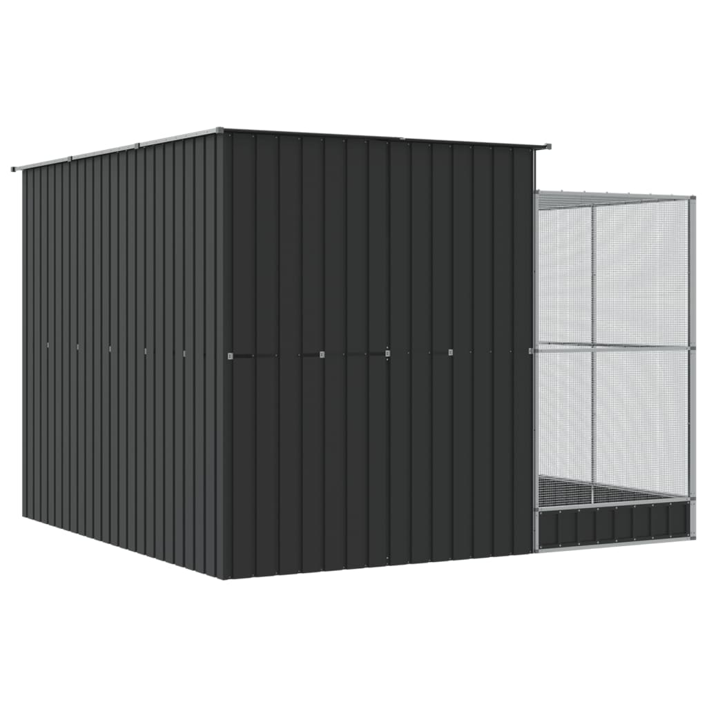 Volieră cu extensie argintie 290x303x216 cm oțel GartenMobel Dekor