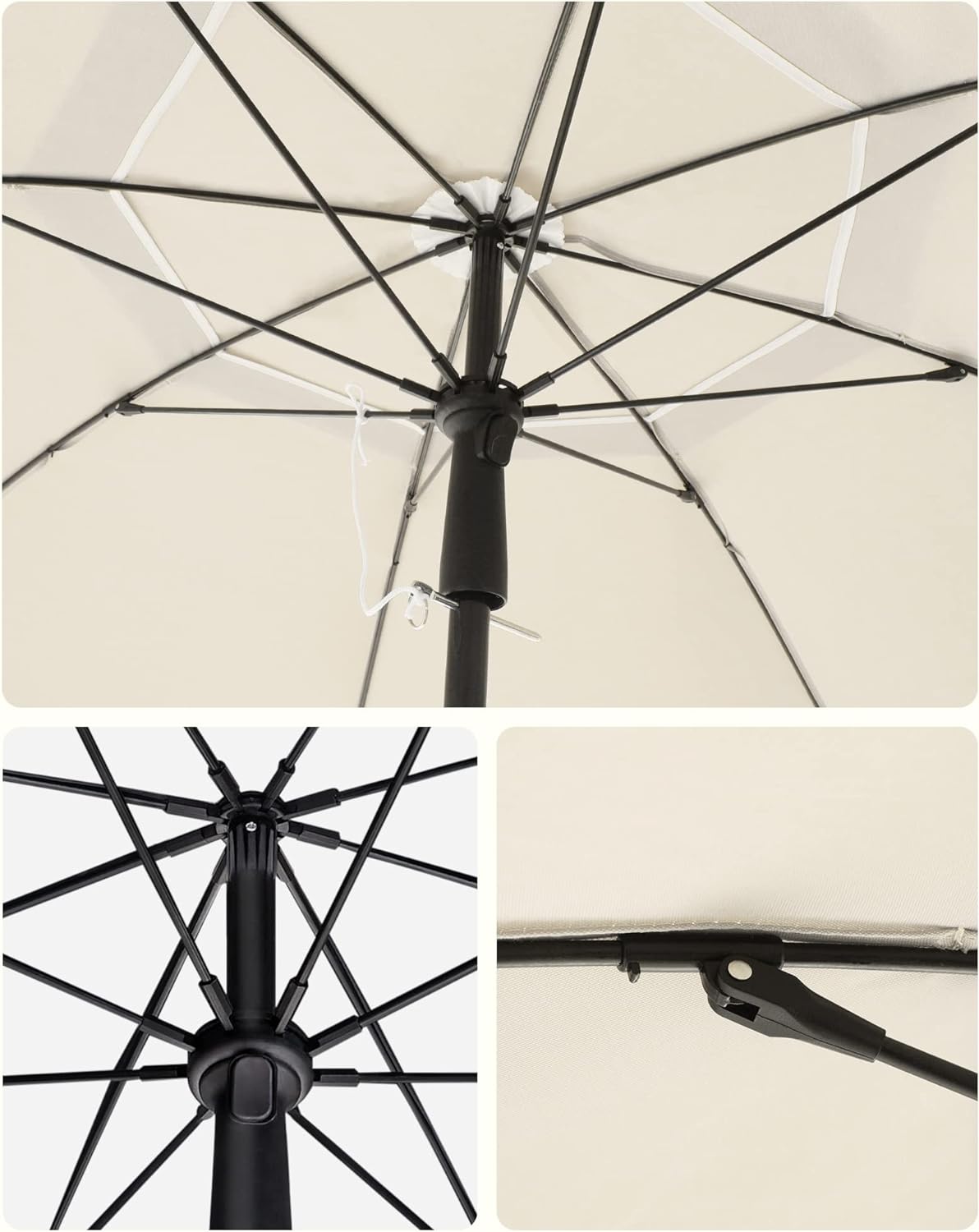 SONGMICS Umbrela terasa gradina sau plaja, cu inclinare, husa, diametru 200cm, bej Household NewTrend