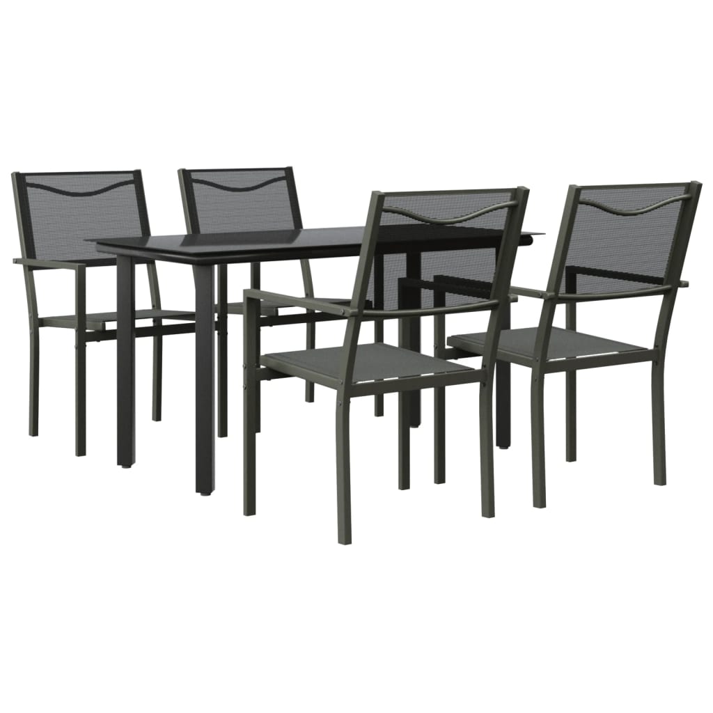 Set mobilier de grădină, 5 piese, negru, oțel și textilenă GartenMobel Dekor