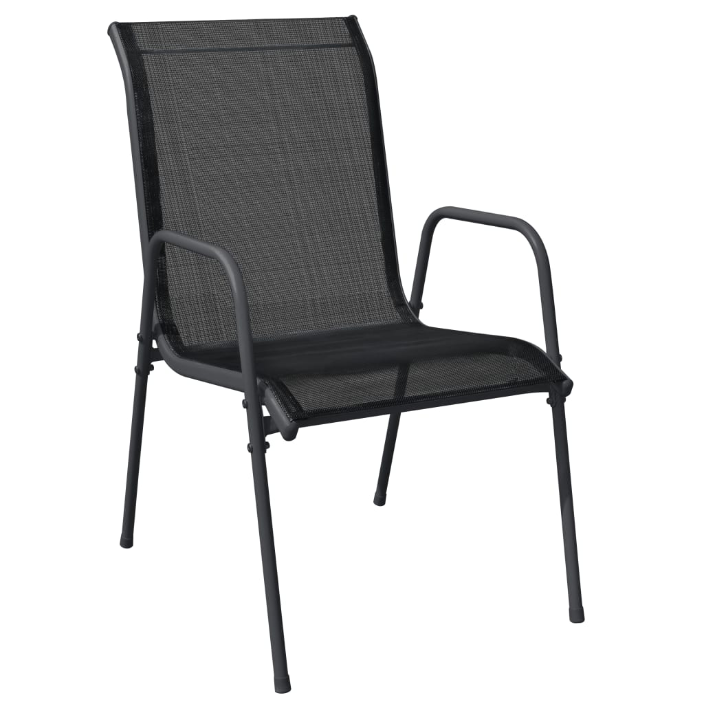 Set mobilier de grădină, 7 piese, negru, oțel și textilenă GartenMobel Dekor
