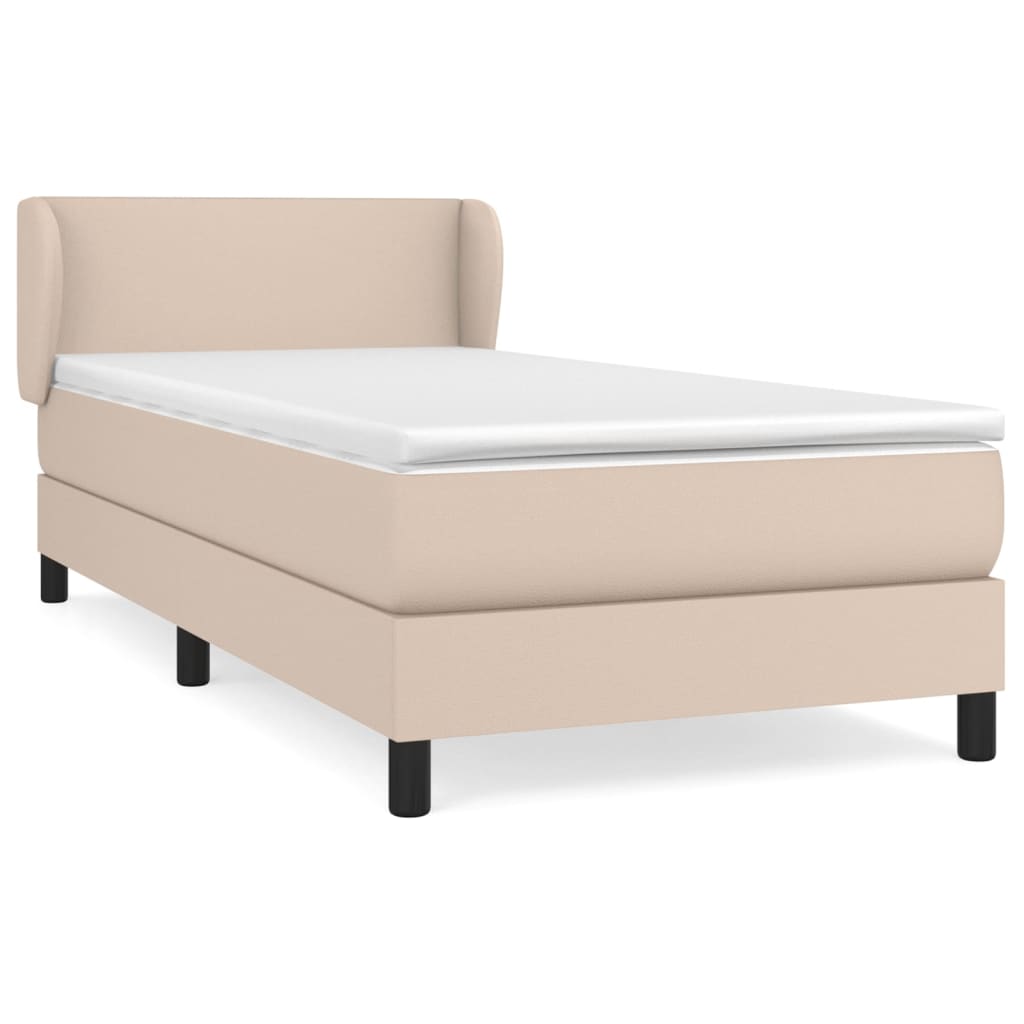 Pat box spring cu saltea, cappuccino, 100x200cm piele ecologică GartenMobel Dekor