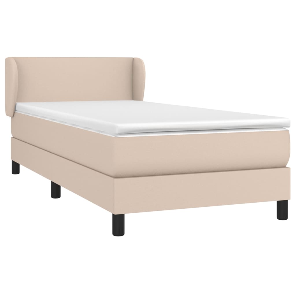 Pat box spring cu saltea, cappuccino, 100x200cm piele ecologică GartenMobel Dekor