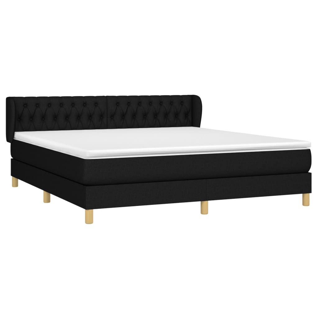 Pat box spring cu saltea, negru, 180x200 cm, catifea GartenMobel Dekor