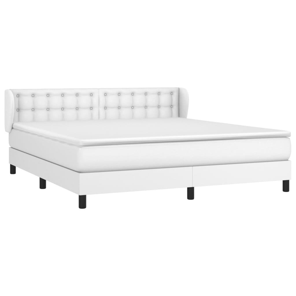 Pat box spring cu saltea, alb, 160x200 cm, piele ecologică GartenMobel Dekor