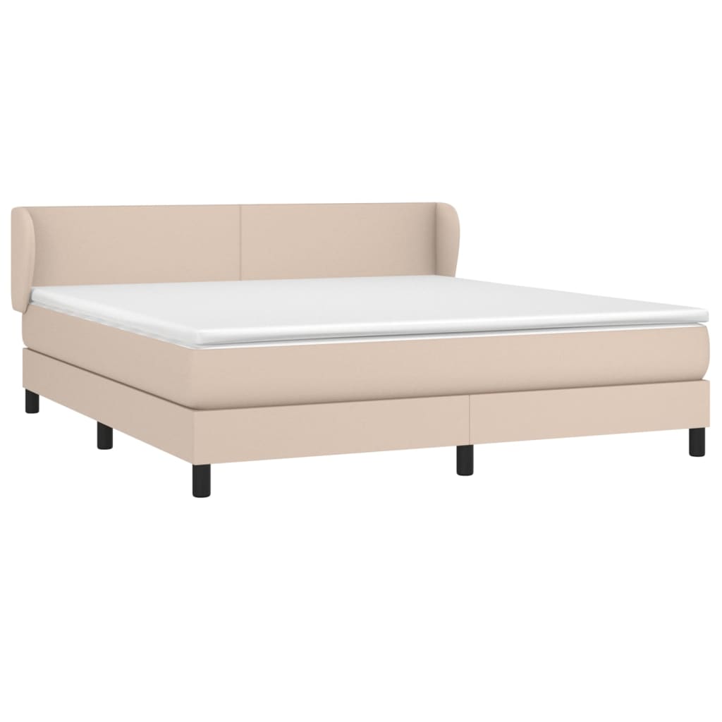 Pat box spring cu saltea, cappuccino, 160x200cm piele ecologică GartenMobel Dekor